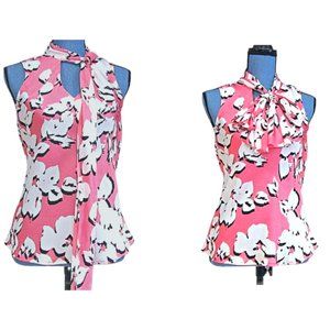 Nine West Sleeveless Floral Tie-Front Blouse NWT
